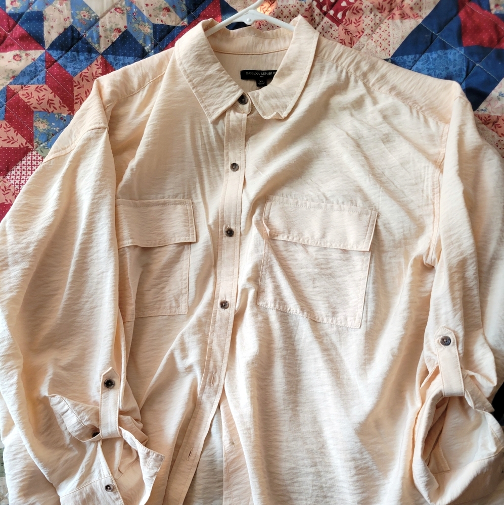 Banana Republic Workwear Sheer Roll-Sleeve Button Down